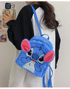 Disney Plush Backpack Ins Japanese Blue Stitch Funny Cartoon Large-Capacity Student Backpack Kindergarten Bag