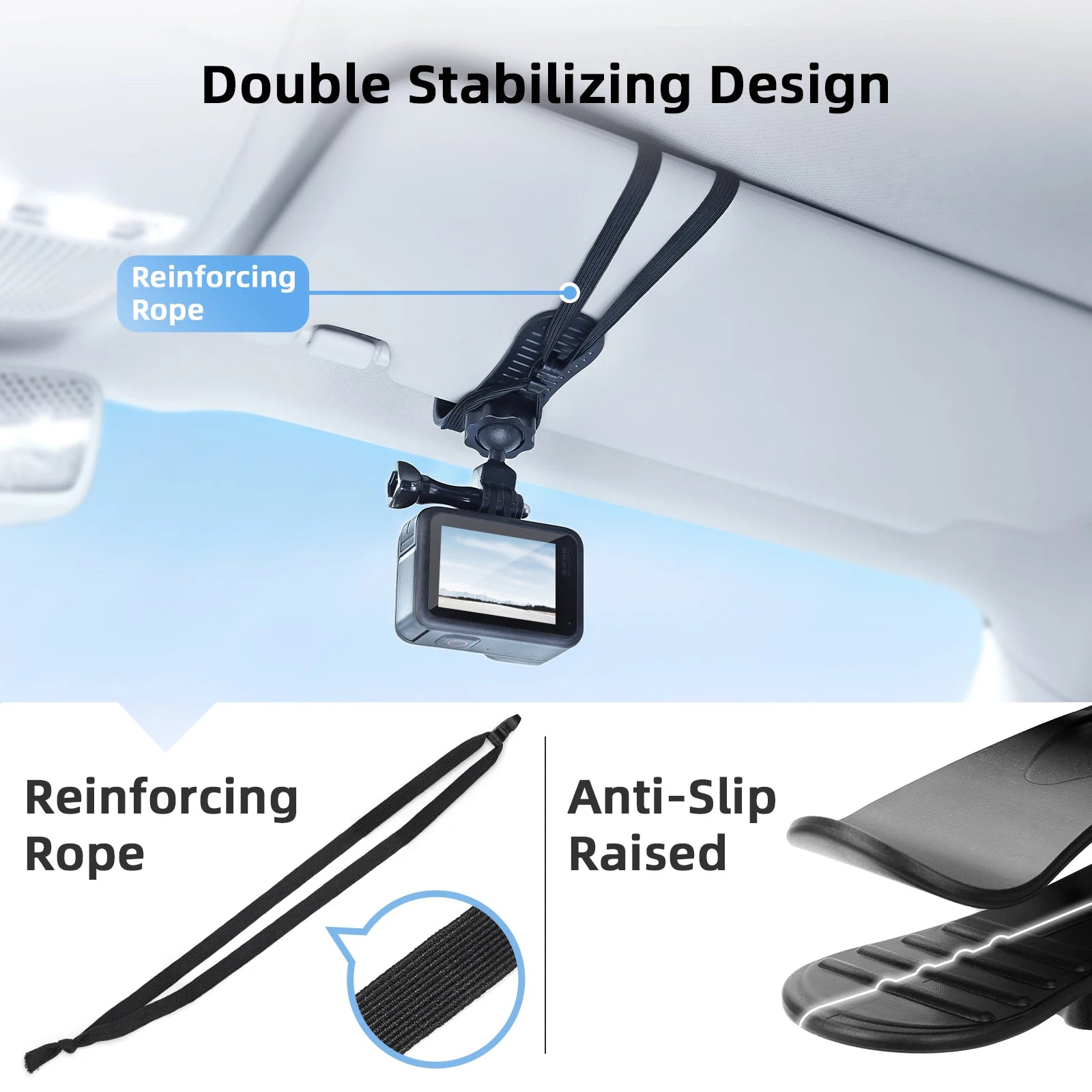 Car Sun Visor Camera Mount with Phone Clip for Cell Phone for GoPro Hero 12 11 10 9 8 for Insta360 X3 One X2 Accessories