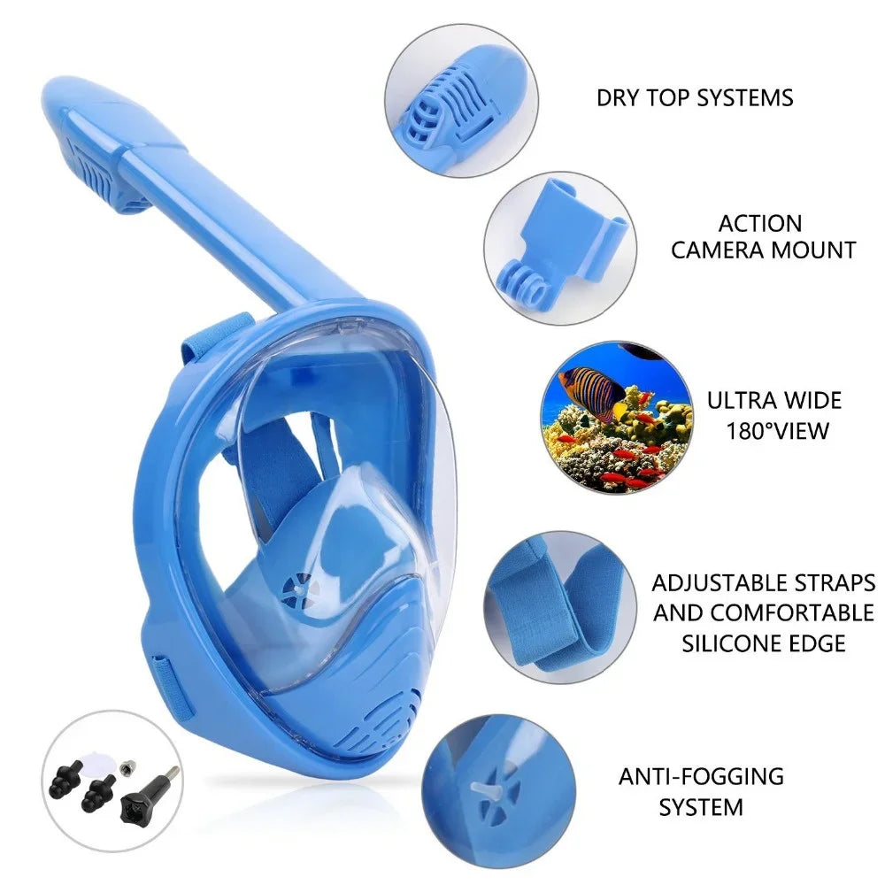 Swimming Equipment Snokeling Support Goggles Full Face Diving Mask Swim and Snorkel 4~11 Years 's Masks
