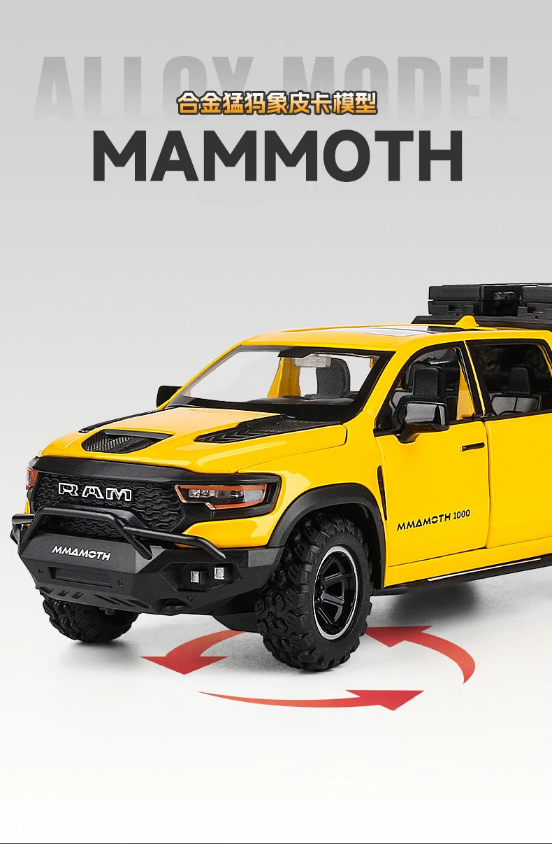 1:32 Dodge RAM 1000 TRX Mammoth Metal Diecast Alloy Car Model Car Central Control Decoration Ornaments Gift With Boyfriend Goods