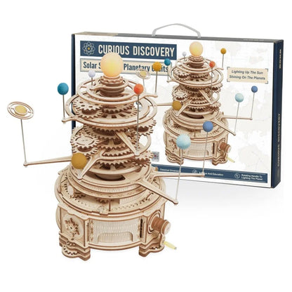 316PCS Rotatable Mechanical Orrery DIY Wooden Model Building Block Kits Assembly