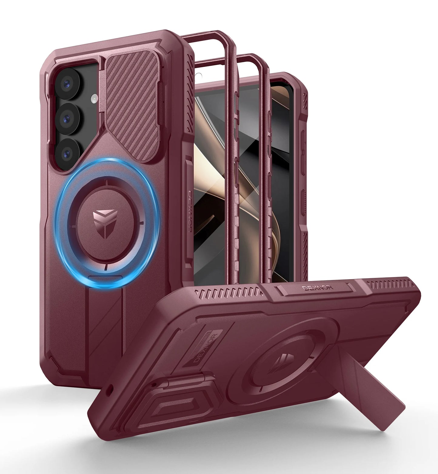 For Samsung Galaxy S25/S25 Plus/S25 Ultra Shockproof Case with Built-in Sliding Camera Cover Built-in Screen Protector Kickstand