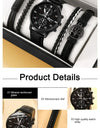 Luxury Minimalist Watch Bracelet Set Business Brown Leather Quartz Wrist Watches for Men