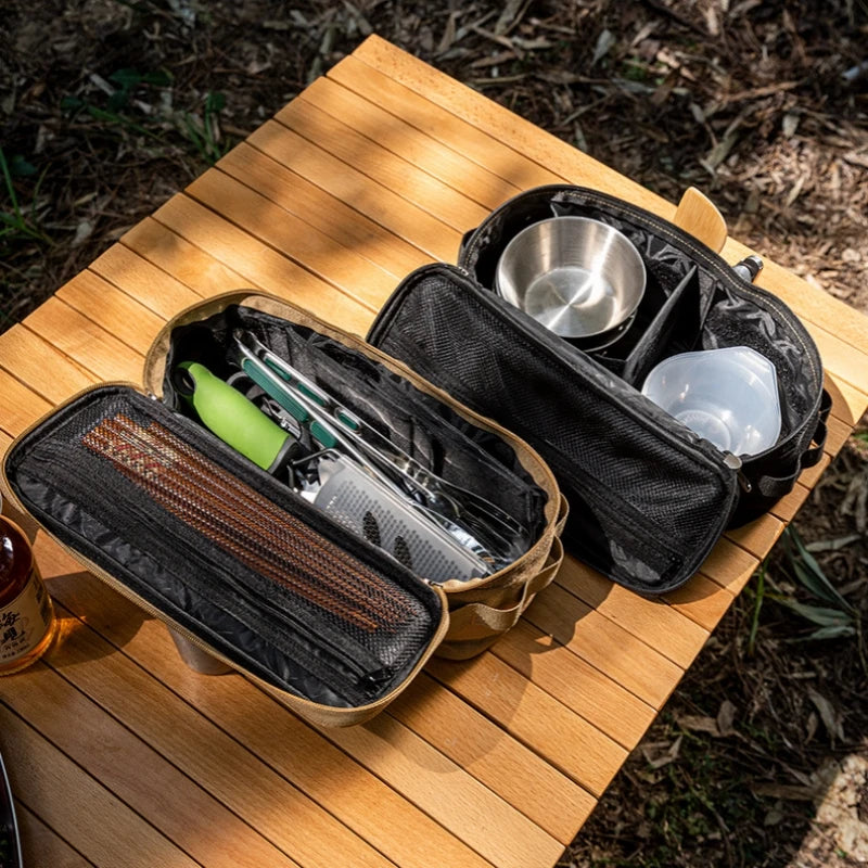 Multifunctional Outdoor Tableware Storage Bag Camping Tableware Gas Tank Portable Anti-Collision Storage Bag Picnic Bag