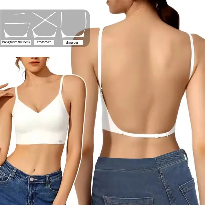 Womens Deep U Neck Seamless Wireless Plunge Bra