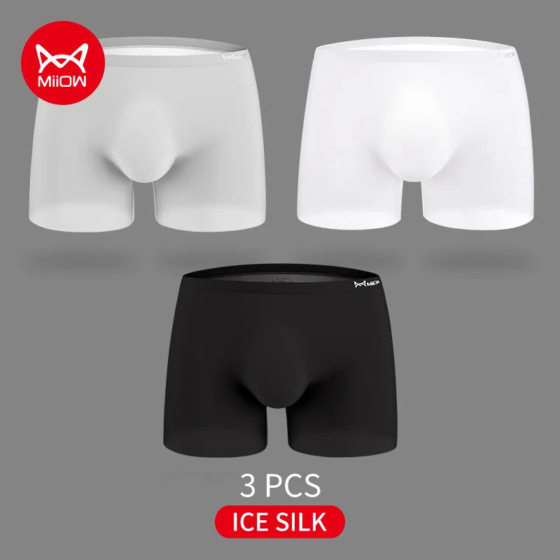 3-Pack Ultra-Thin 120S Ice Silk Men’s Breathable Boxer Shorts