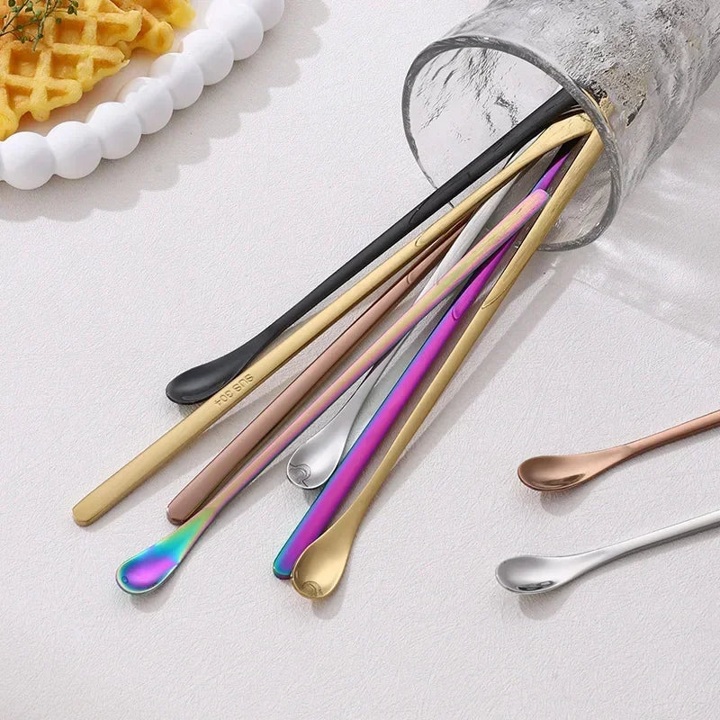 Long Handle Stirring Spoon Stainless Steel Food Grade Coffee Utensil Waterdrop Shape Ice Spoon Honey Cocktail Mixing Bar Tool