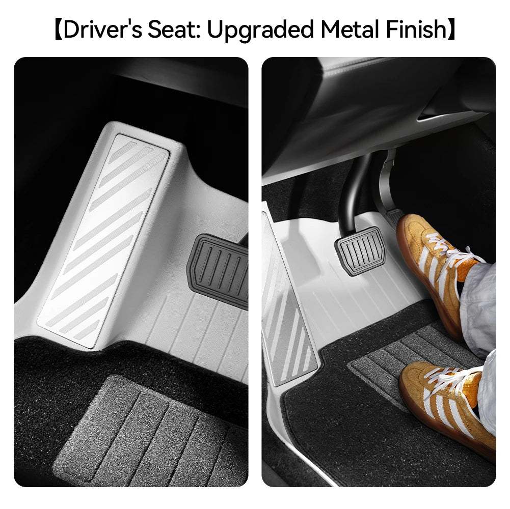 TPE Floor Mats Set with Metal Pedals for Tesla Model Y Juniper Integrated Trunk Liner All Weather Protection