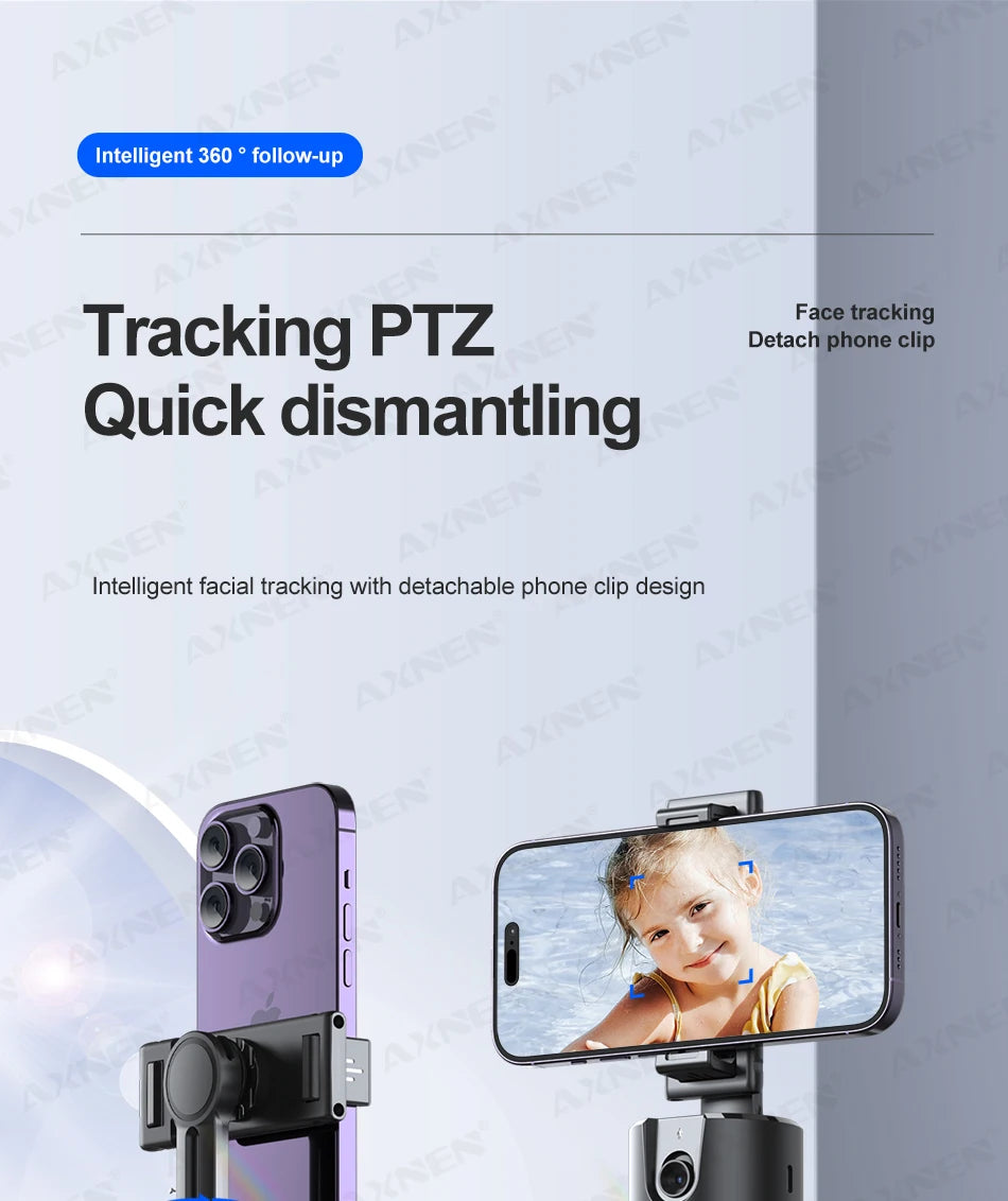 P02 360 Rotation Follow-up Gimbal Stabilizer Monopod Desktop Tracking Gimbal with Remote for Phone Live Photography
