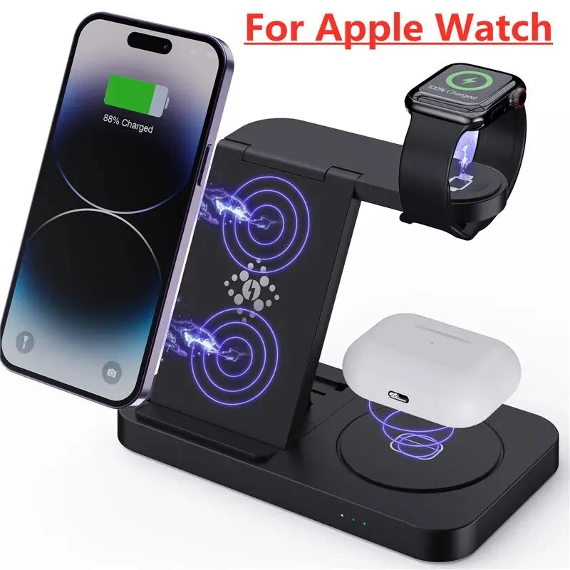 4 In 1 Wireless Charger Stand For iPhone 15 14 13 12 Samsung S23 S22 Ultra Note Galaxy Watch Foldable Fast Charging Station Dock