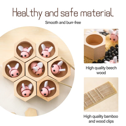 Wooden Montessori Bee Grab Toy Baby Hand And Foot Fine Exercise Toys Wooden Replica Beehive Plush Cartoon Bee Baby Birthday Gift