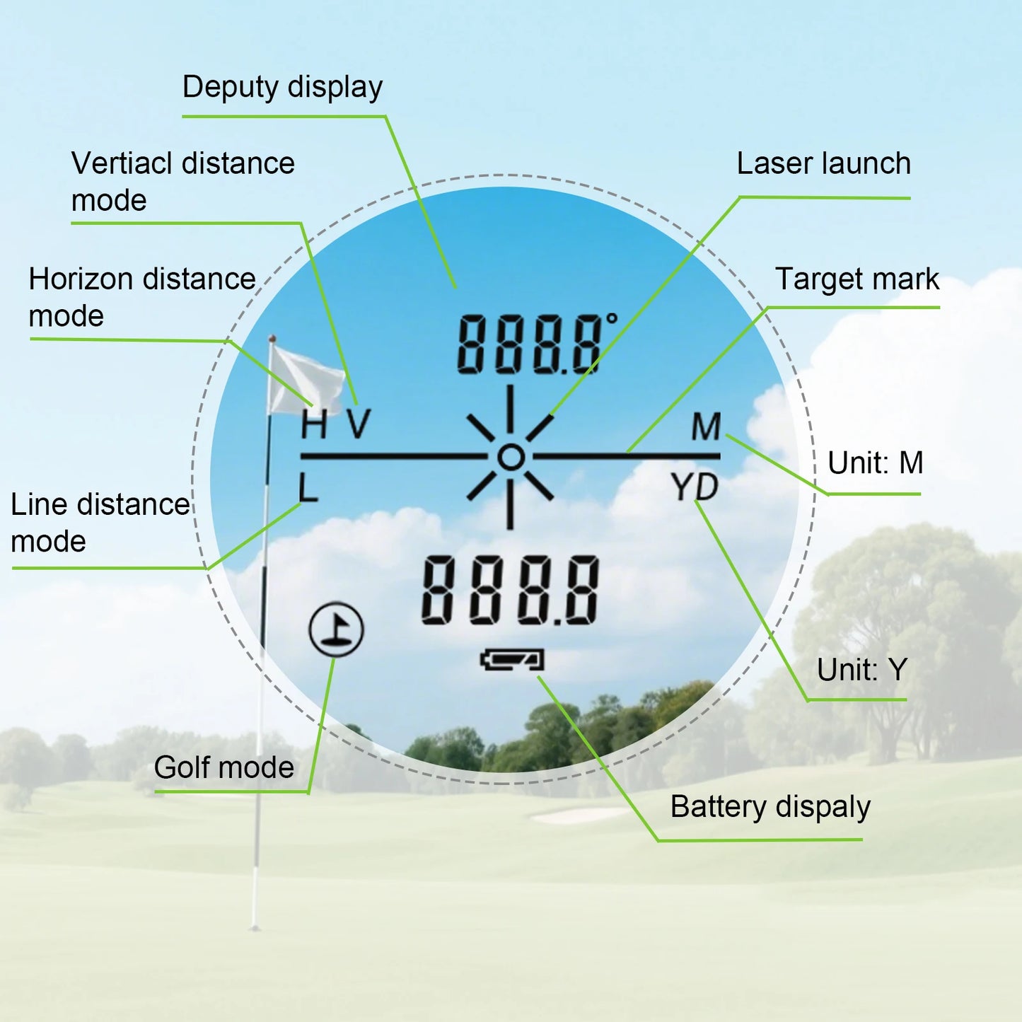 6X Laser Rangefinder 2000m With Slope Compensation And Flag Lock