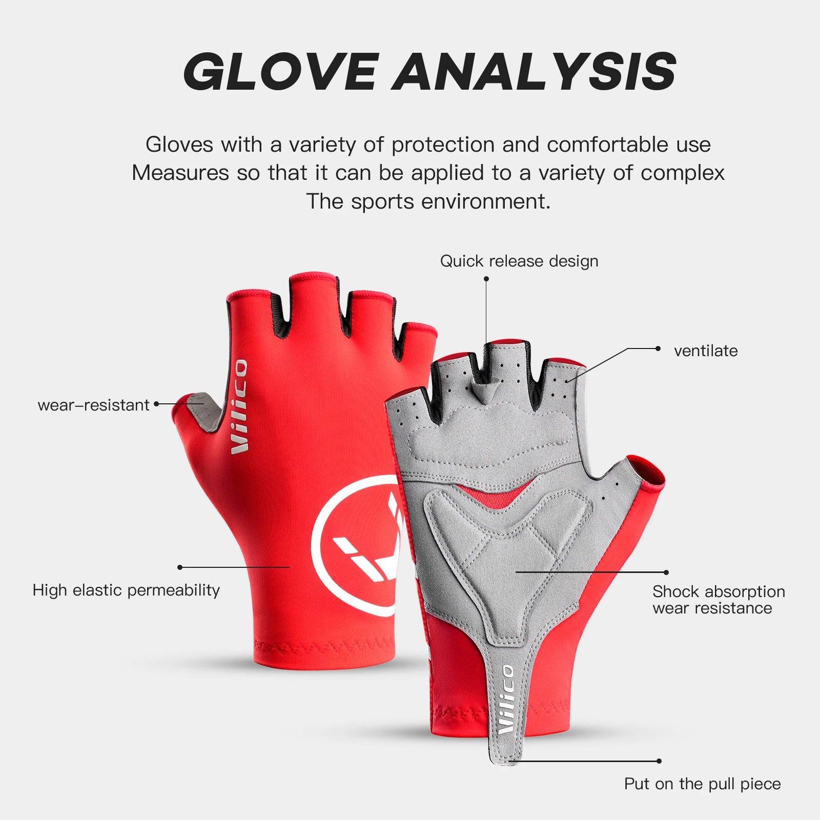 Lightweight Half Finger Outdoor Bicycle Gloves Made of High Elastic Fabric Suitable for Multiple Scenarios