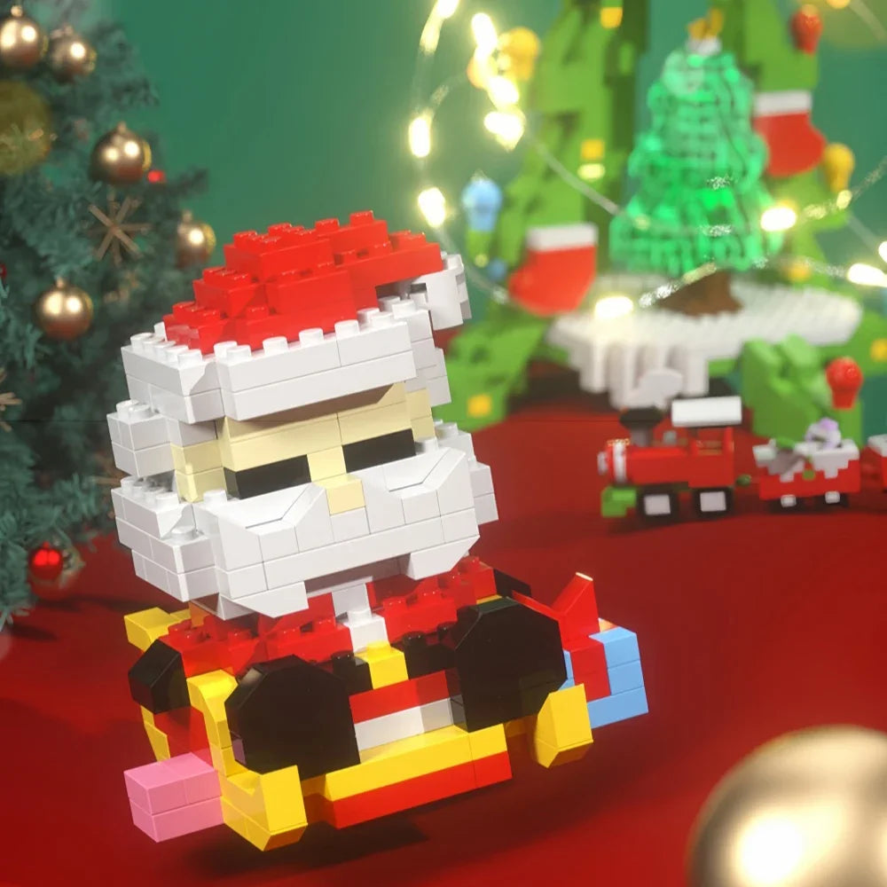 Knew Built Christmas Micro Mini Building Blocks Toys - Santa Claus, Christmas Tree, Reindeer, Snowman Elements - Perfect Gifts