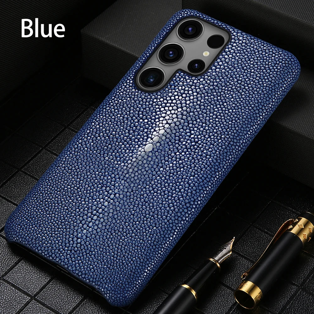 Luxury Genuine Stingray Leather Case for Samsung Galaxy S26 / S26 Ultra / S25 / S25 Plus / S24 / S23 5G – Magnetic Anti-Scratch Back Cover