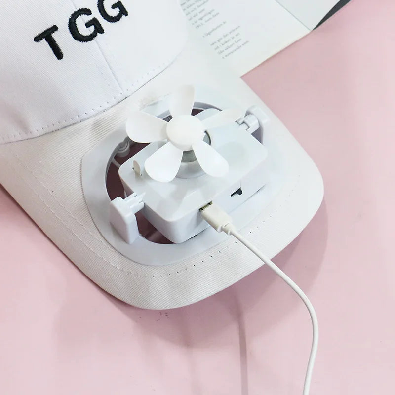 Wide Brim Solar Fan Hat With Detachable Fan