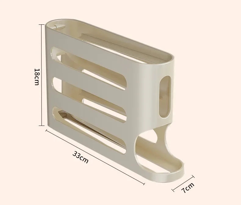 2–4 Layer Ladder-Style Slide Egg Storage Box – Large Capacity Automatic Rolling Refrigerator Egg Organizer