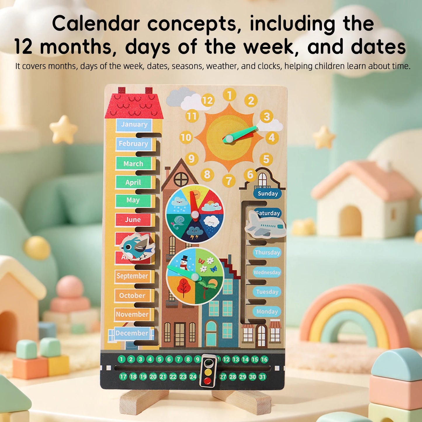 Wooden 3D Calendar Block Logic Puzzle