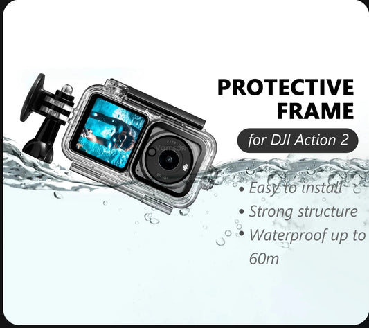 60M Waterproof Housing Case for DJI Action 2 Camera Underwater Dive Shell Protector Cover for DJI Action 2 Accessories