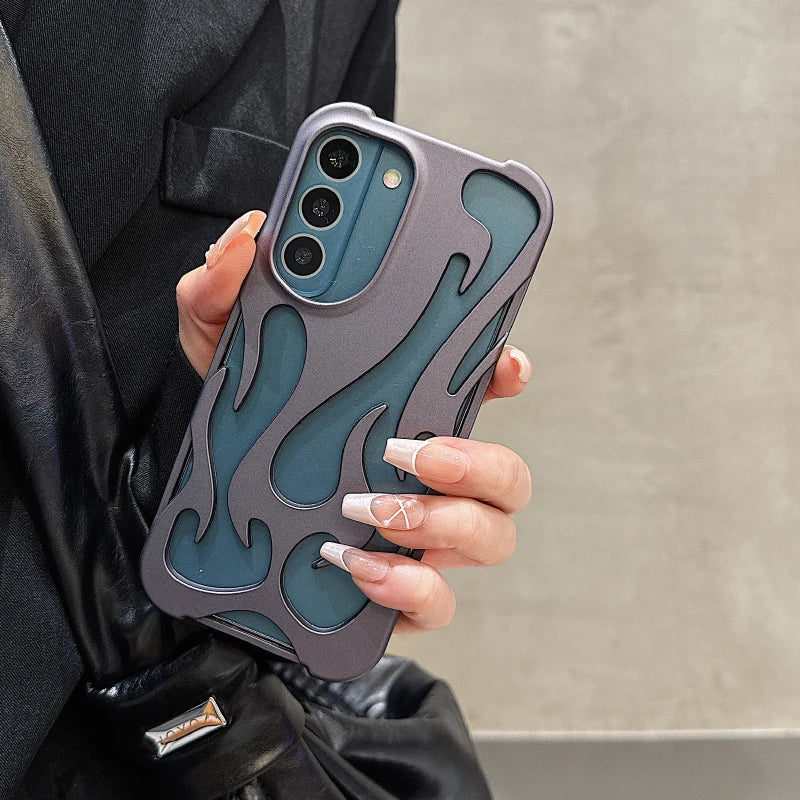 Plating Solid Color Matte Hollow Out Heat Dissipation Phone Case For Samsung S24 Ultra S23 Ultra Cover