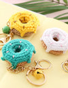 5 Pcs Handmade Weaving Keychain Wool Crochet Unique Knitted Pendant Keyring Strawberry Watermelon Orange Pendant Key Chain Gifts