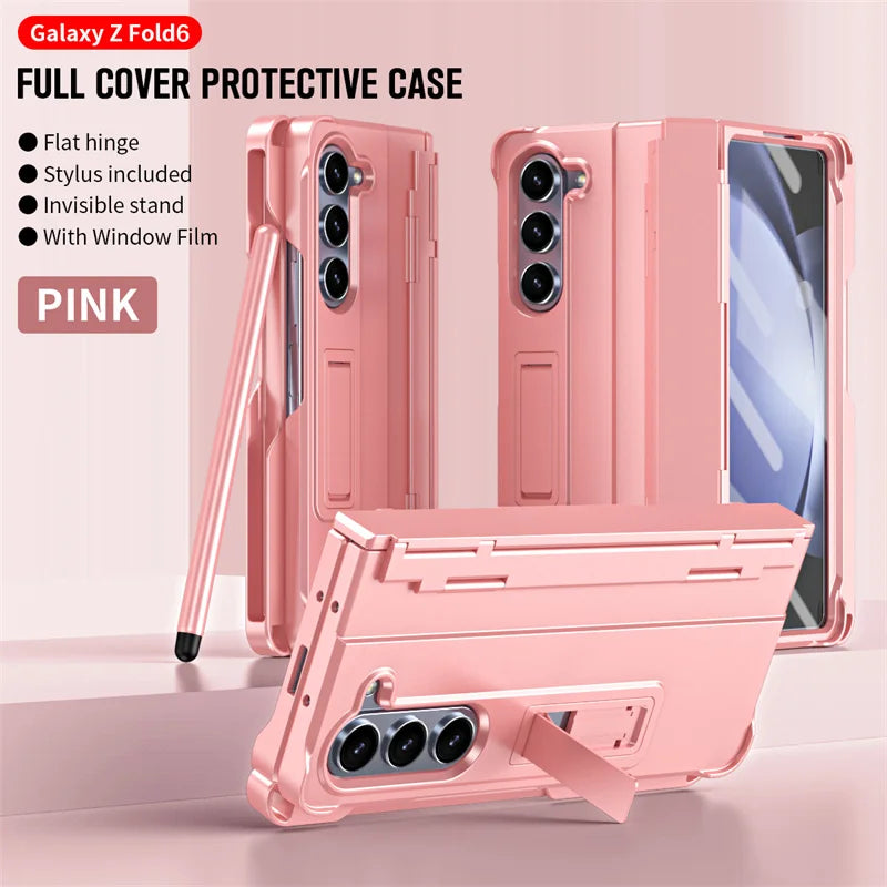Phone Case With Pen Slot Stylus Hinge bracket Shell Membrane For Samsung Galaxy Z Fold 5 4 3 Case All-Inclusive Z Fold 6 3 Cover