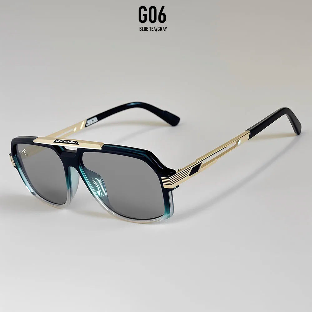Square Metal Frame Sunglasses With UV400 Protection