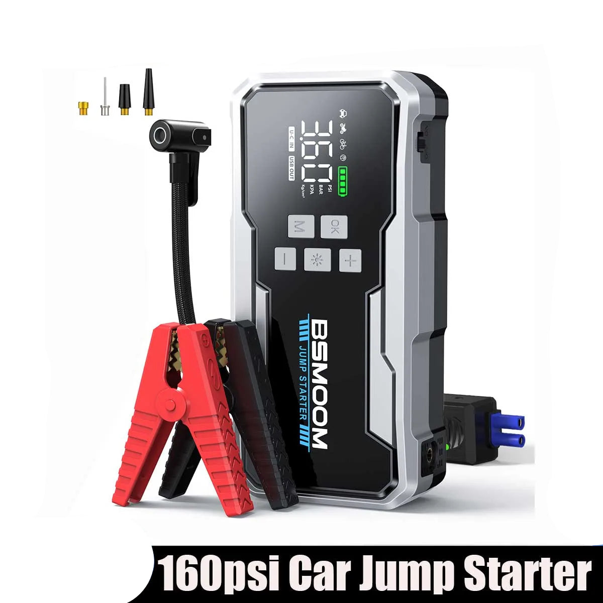 Car Jump Starter with Air Compressor, 6000A/7000A Portable Car Battery Booster (ALL Gas/10.0L Diesel) with 160PSI