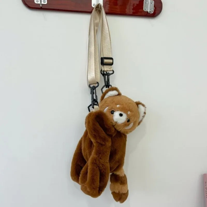 Cute Red Panda Plush Backpack Soft Shoulder Bag