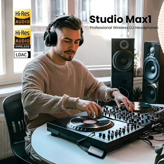 Studio Max1 Bluetooth Headphones Wireless DJ Headset With Low Latency Professional Studio Monitor Headphones Hi-Res LDAC
