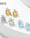 Light Blue Square Cubic Zirconia Stud Earrings