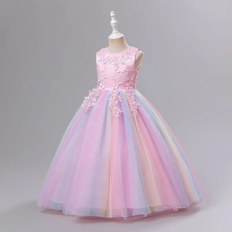 Girls Princess Ball Gown Floral Lace Tutu Dress for Flower Girl / Birthday / Pageant Wedding Party Dress