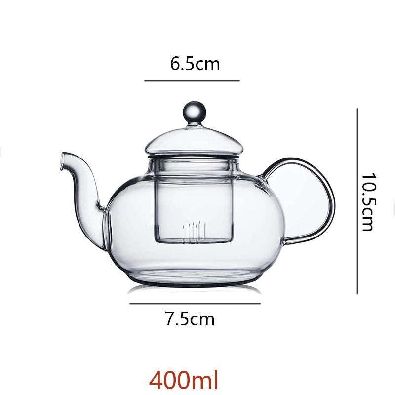 400-1000ml Clear Teapot With Removable Infuser Glass Teapot Stovetop Safe Loose Leaf And Blooming Tea Maker