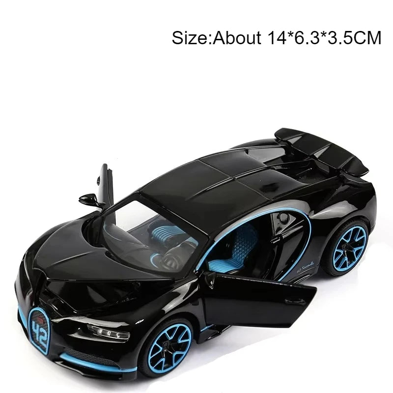 1:32 Scale Tourbillon Chiron Toy Sports Car Model Diecast Metal Sound Light Pull Back Simulation Vehicle Models Ornaments Gift