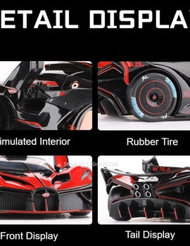 1:24 Scale Bolide Atlantic Car Model Toy Alloy Body Rubber Tire Shock Absorption Vehicle Models Sound&Light Ornaments Gifts