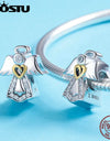 925 Sterling Silver Cross Charm Guardian Angel Pendant Lucky Horseshoe Beads