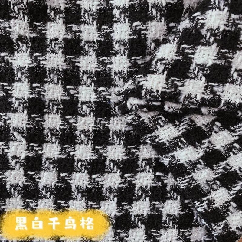 0.5M/1M/2M/3M High Quality fiber plaid woven tweed fabric for garment DIY coat clothing sewing quilting Cloth by the meter