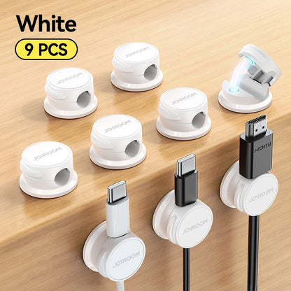 9 Pcs Magnetic Cable Organizer Cord Management Cable Clips Adhesive Wire Holder Keeper Under Desk Cord Hider JR-ZS468