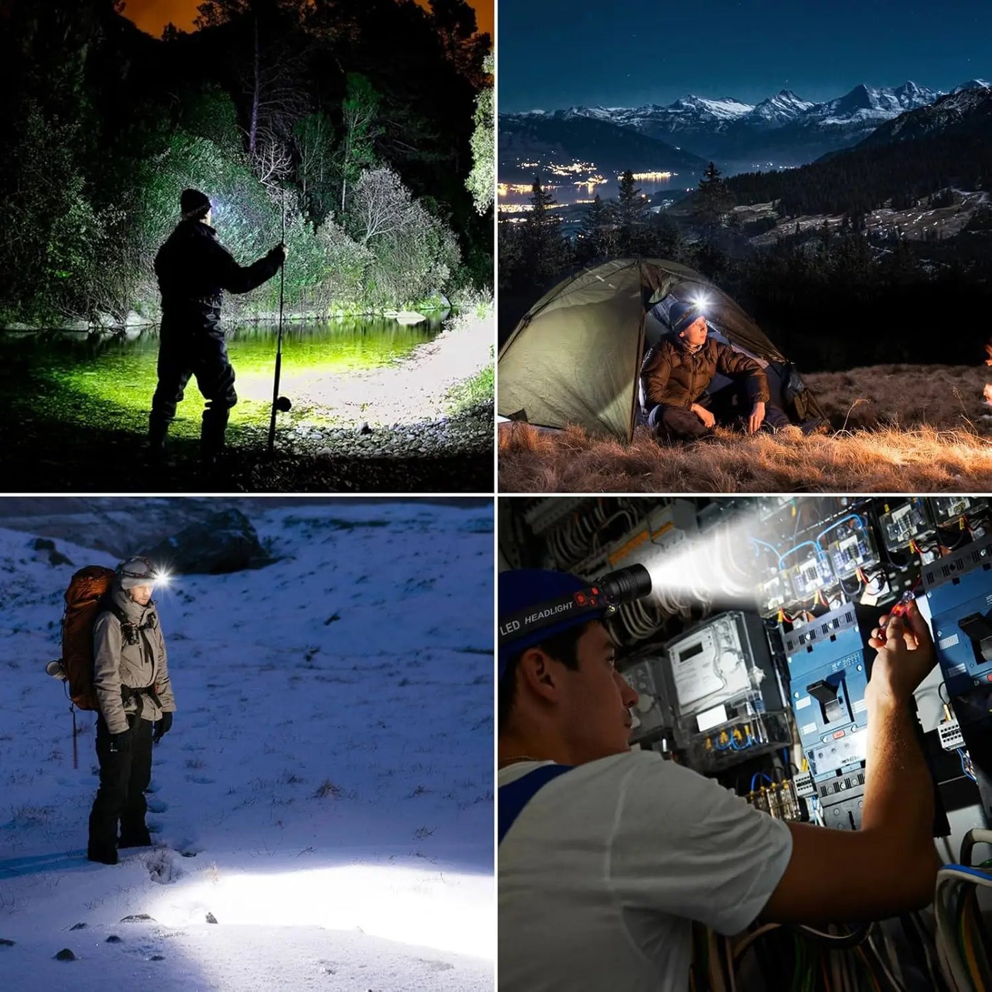 USB Rechargeable LED Headlamp Aluminum Alloy Head Light With Zoom
