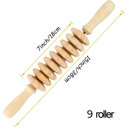 Wood Therapy Roller Massage Tools,Lymphatic Drainage Massager,Wooden Massage & Muscle Roller Stick,(12 Straight)