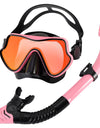Snorkel Mask Set Silicone Swimming Goggles Diving Training Kit Dry Top Colorful Len Wide View Tempered Glass Anti-Leak Adults