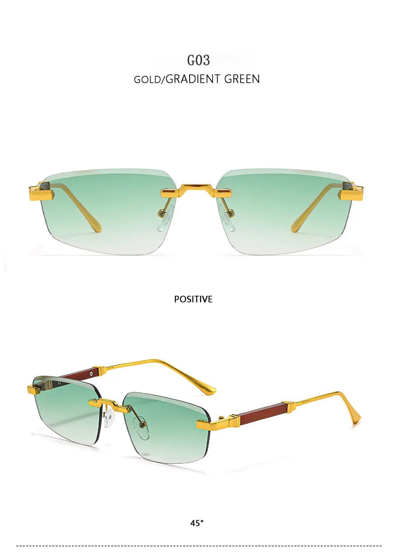 Rimless Wooden Sunglasses With UV400 Protection