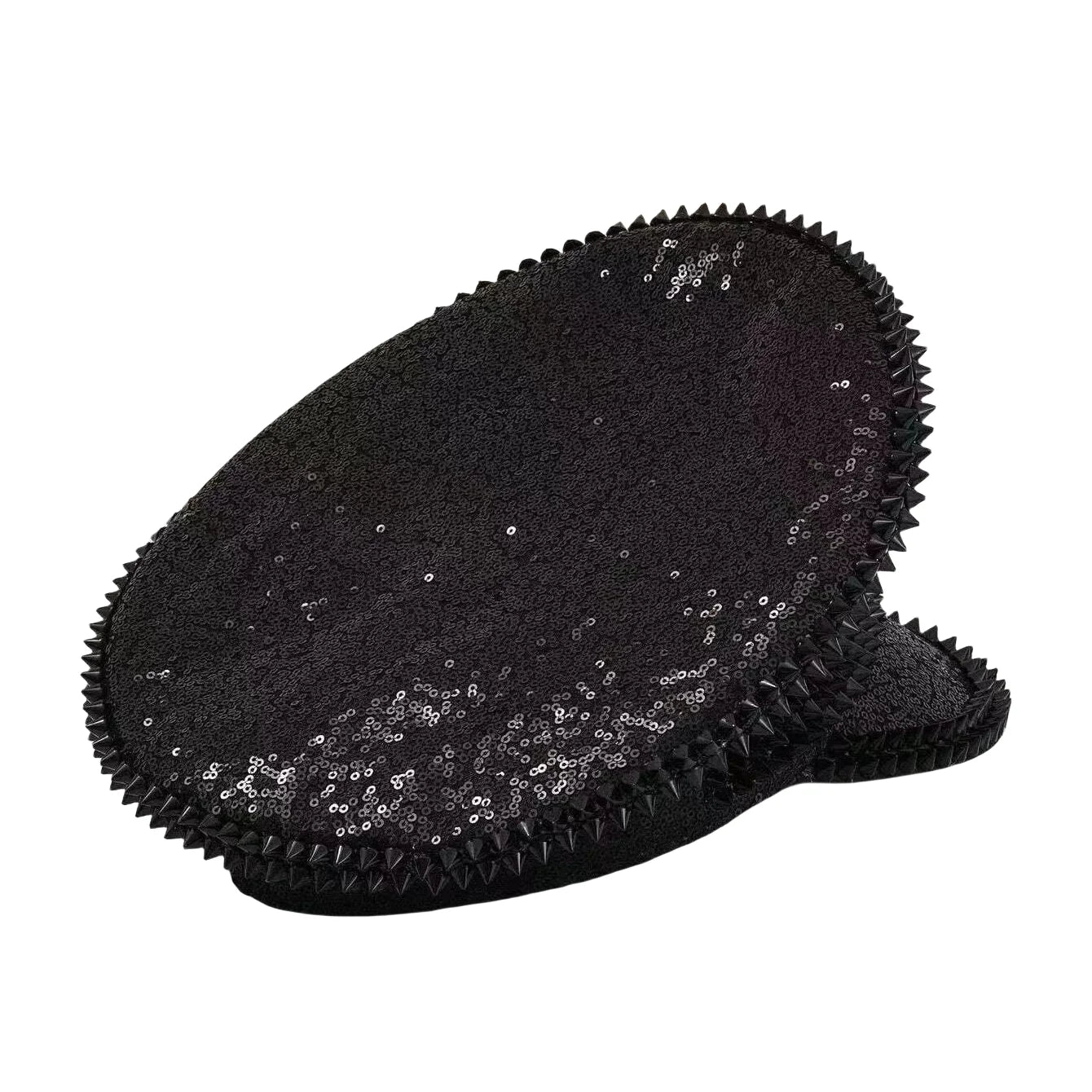 Black Sequin Festival Captain Hat Punk Rhinestone Masquerade Military Cap Handmade Sergeant Hat Bride Music Festival Cosplay