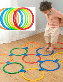 Outdoor Kids Funny Physical Training Sport Toys Lattice Jump Ring Set Game 10 Hoops 10 Connectors for Park Play Boys Girls