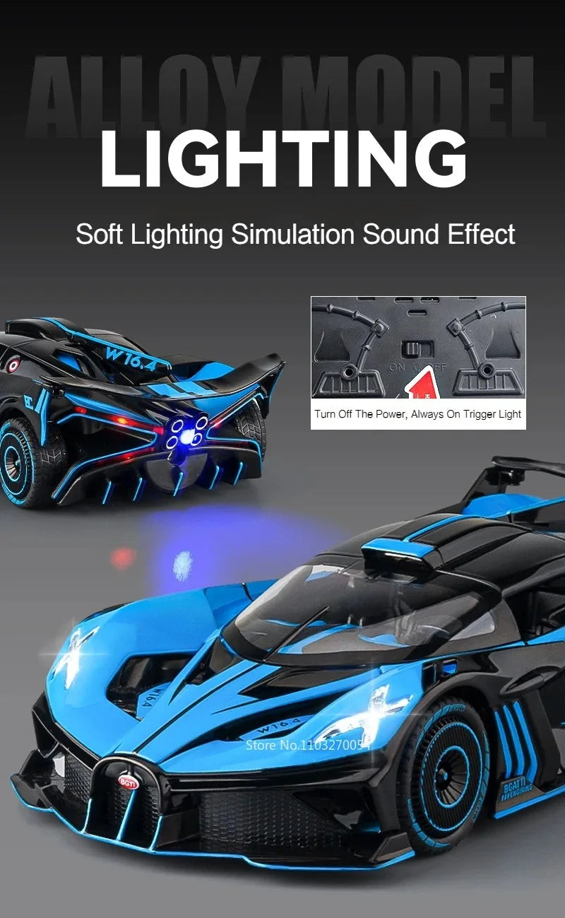 1:24 Bolide Revuelto Alloy Model Diecast Car Toys Doors Opened Sound Light Pull Back Miniature Vehice Boy Adult Birthday Present