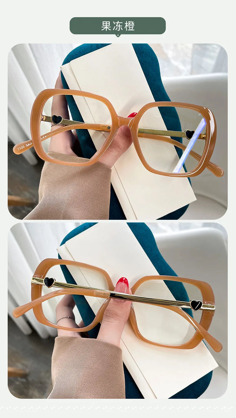 Big Size Woman Eyeglasses Ultra light TR90 White Eyewear Square Full Frame Optical Prescription Frames