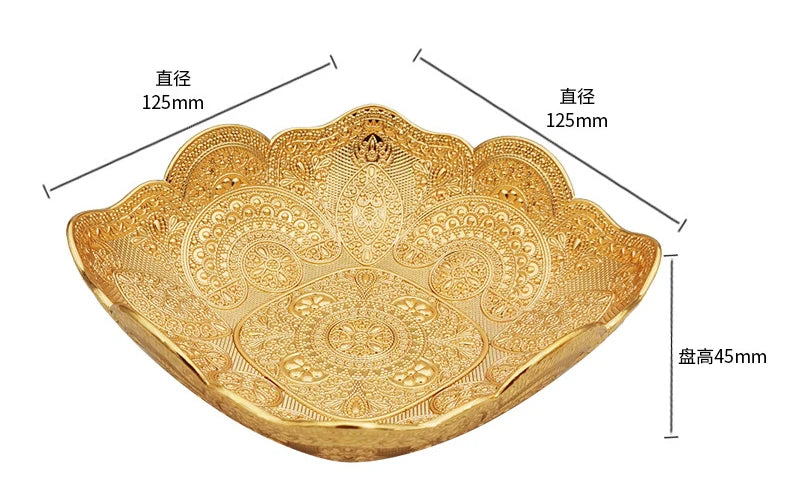 Pretty Gold Peacock Fruit Plate Luxury Zinc Alloy Tray Delicate Storage Plate for Candy Trinket Jewelry Snack Serving Home Decor