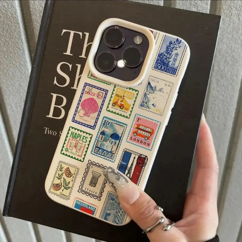 Vibrant Retro Stamp Lichee Design Phone Case For iPhone 17 16 15 14 Pro Max Plus Air 16 Plus 16E Shockproof Cover