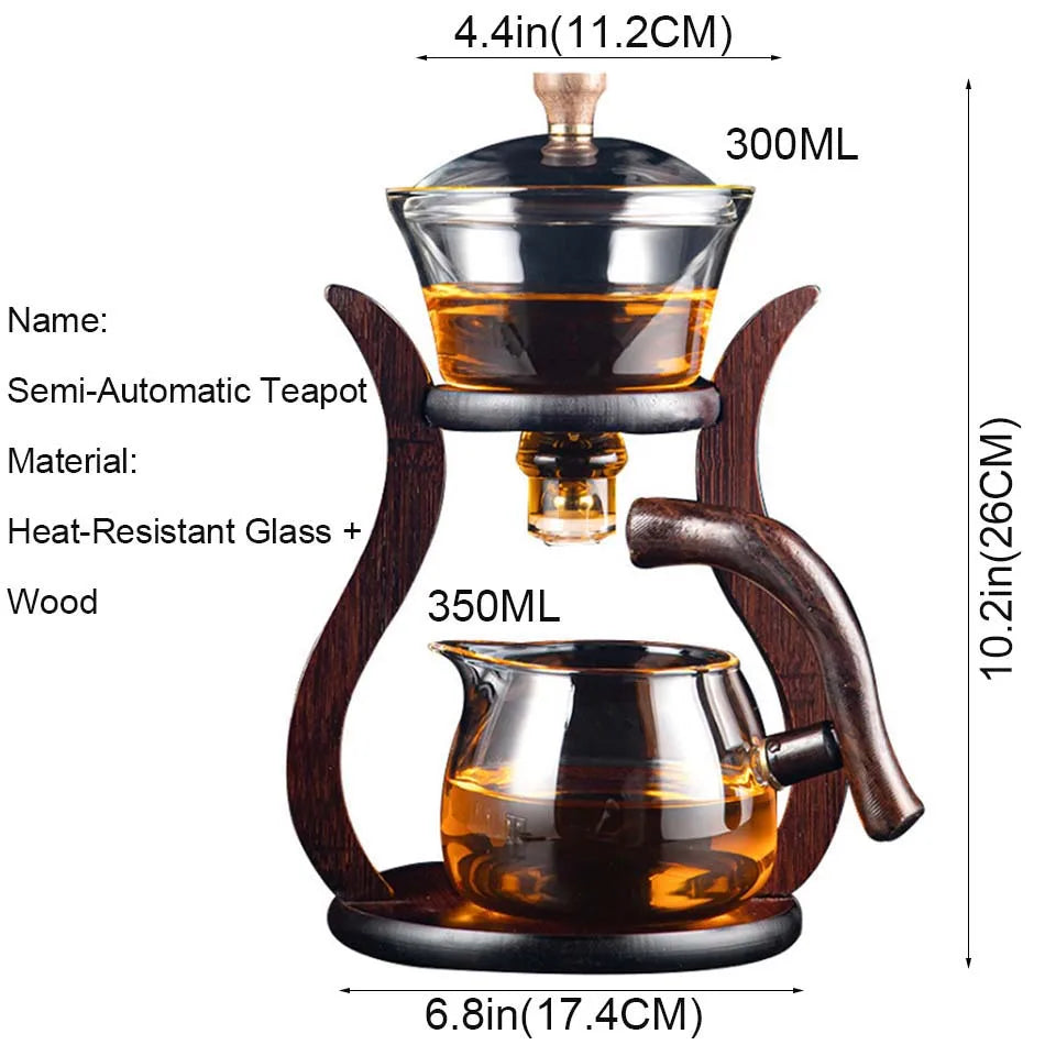 Heat-Resistant Glass Tea Set Magnetic Water Diversion Rotating Cover Bowl Automatic Tea Maker Lazy Kungfu Teapot Drinking