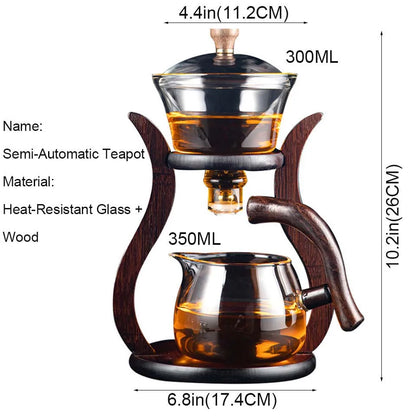 Heat-Resistant Glass Tea Set Magnetic Water Diversion Rotating Cover Bowl Automatic Tea Maker Lazy Kungfu Teapot Drinking